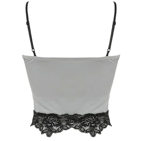 Crop Tops*Boogzel Clothing Fairy Grunge Butterfly Lace Top Grey/black