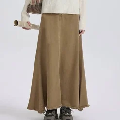 Skirts*Boogzel Clothing Fairy Grunge Denim Maxi Skirt Beige