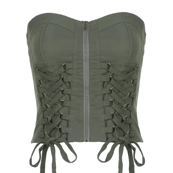 Corset Tops*Boogzel Clothing Fairy Grunge Lace Up Corset Green