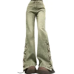 Jeans*Boogzel Clothing Fairy Grunge Lace Up Jeans Green