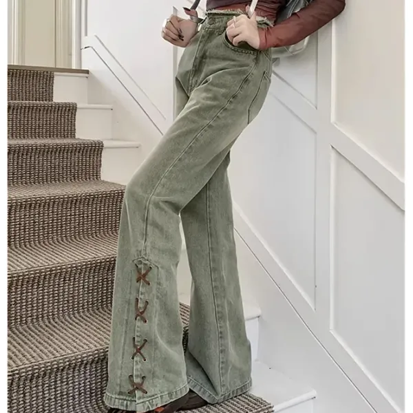 Jeans*Boogzel Clothing Fairy Grunge Lace Up Jeans Green