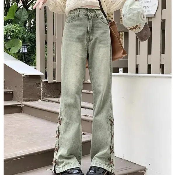 Jeans*Boogzel Clothing Fairy Grunge Lace Up Jeans Green