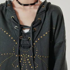 Hoodies*Boogzel Clothing Fairy Grunge Studded Butterfly Hoodie Grey