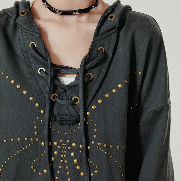 Hoodies*Boogzel Clothing Fairy Grunge Studded Butterfly Hoodie Grey