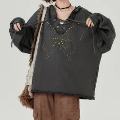 Hoodies*Boogzel Clothing Fairy Grunge Studded Butterfly Hoodie Grey