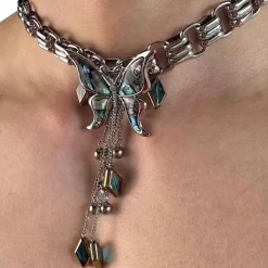 Necklaces & Chokers*Boogzel Clothing Fairycore Aesthetic Butterfly Choker Silver