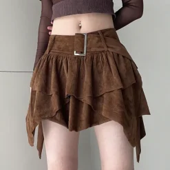 Skirts*Boogzel Clothing Fairycore Aesthetic Cord Skirt Brown