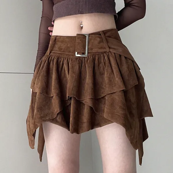 Skirts*Boogzel Clothing Fairycore Aesthetic Cord Skirt Brown