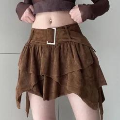 Skirts*Boogzel Clothing Fairycore Aesthetic Cord Skirt Brown