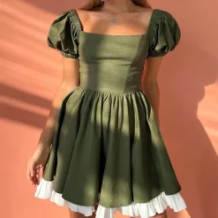 Dresses & Rompers*Boogzel Clothing Fairycore Aesthetic Green Mini Dress