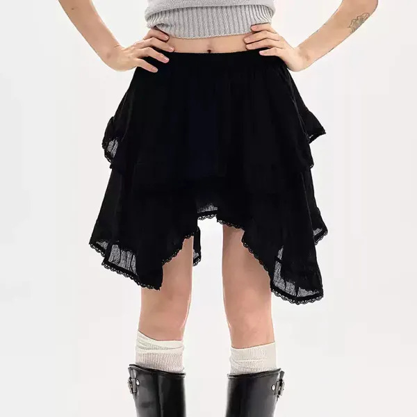 Skirts*Boogzel Clothing Fairycore Asymmetric Lace Ruffle Skirt