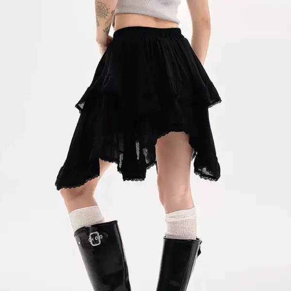 Skirts*Boogzel Clothing Fairycore Asymmetric Lace Ruffle Skirt