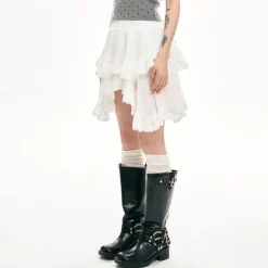 Skirts*Boogzel Clothing Fairycore Asymmetric Lace Ruffle Skirt