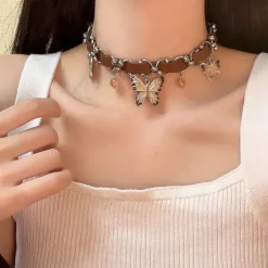 Necklaces & Chokers*Boogzel Clothing Fairycore Butterfly Choker Necklace Brown