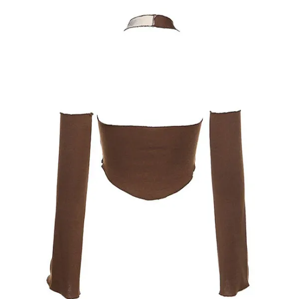 Long Sleeve Tops*Boogzel Clothing Fairycore Halter Top & Gloves Set Brown