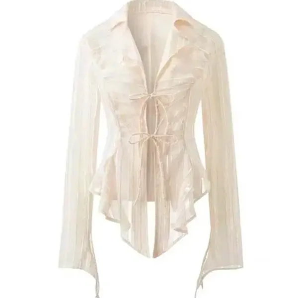 Long Sleeve Tops*Boogzel Clothing Fairycore Lace Up Shirt White