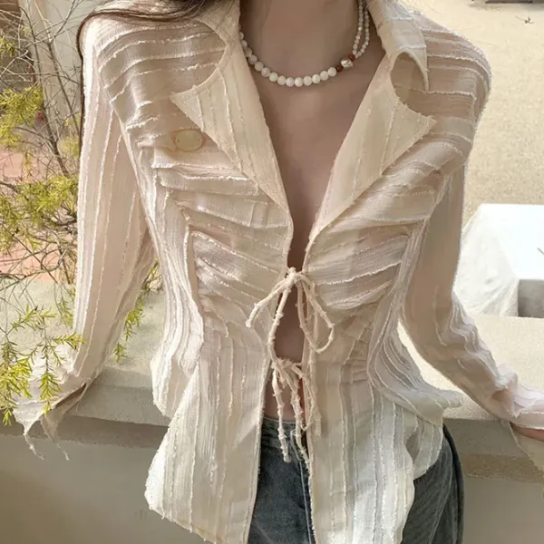 Long Sleeve Tops*Boogzel Clothing Fairycore Lace Up Shirt White