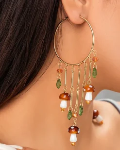 Earrings*Boogzel Clothing Fairycore Mushroom Earrings Gold