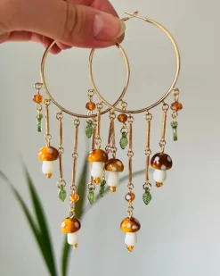 Earrings*Boogzel Clothing Fairycore Mushroom Earrings Gold