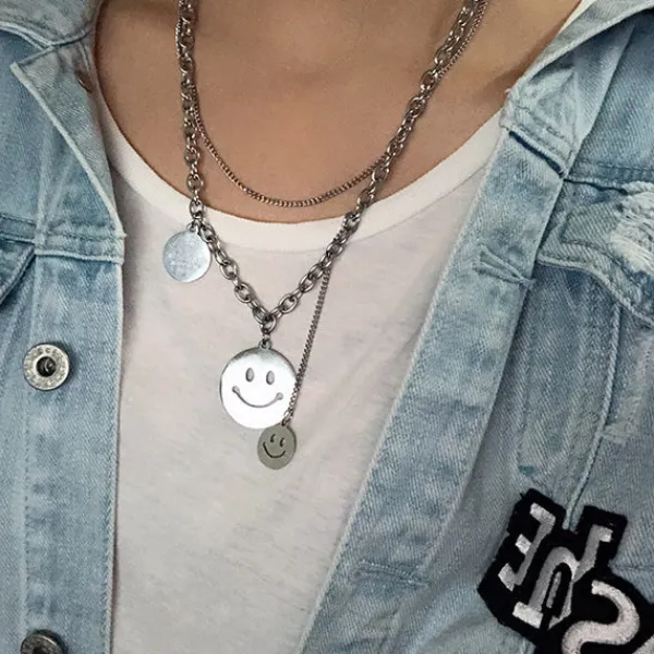 Necklaces & Chokers*Boogzel Clothing Fake Smile Chain Necklace Silver