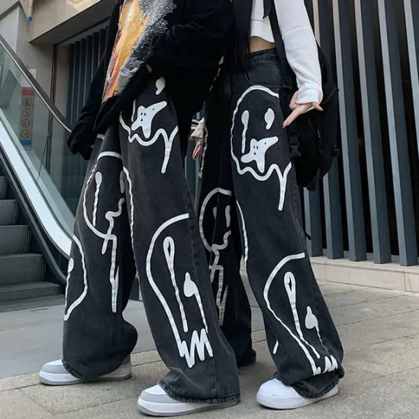 Jeans*Boogzel Clothing Fake Smile Jeans Black