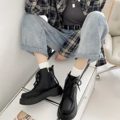 Classics|Boots / Platform Boots*Boogzel Clothing Fall Aesthetic Lacquered Lace Up Boots