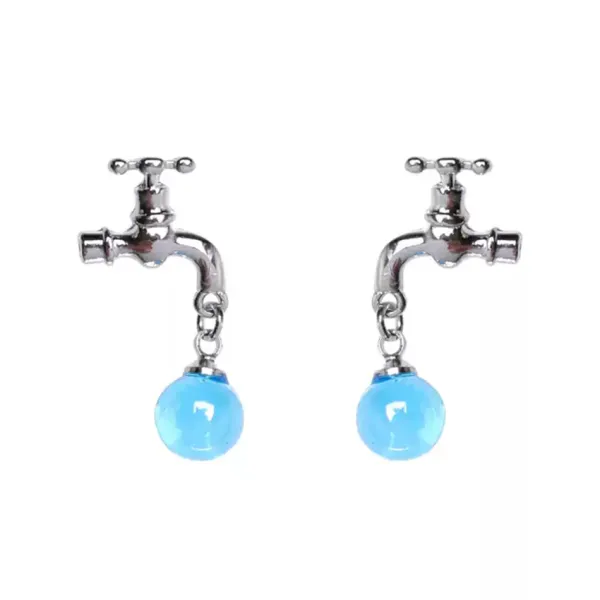 Earrings*Boogzel Clothing Faucet-Shaped Drop Earrings Silver/blue