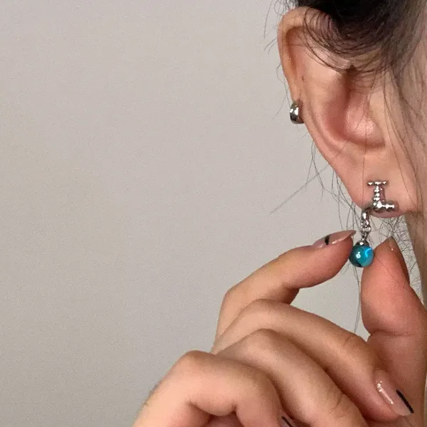 Earrings*Boogzel Clothing Faucet-Shaped Drop Earrings Silver/blue