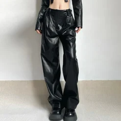 Pants & Trousers*Boogzel Clothing Faux Leather Grunge Pants Black