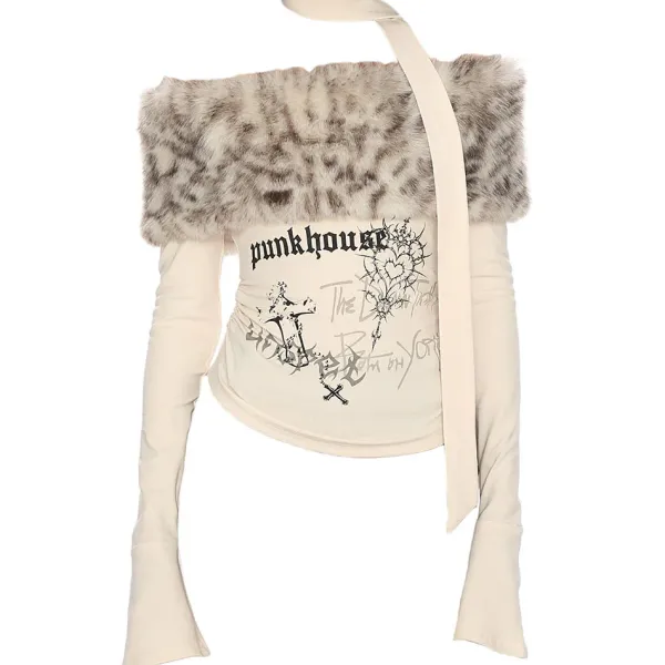 Y2K Tops|Long Sleeve Tops*Boogzel Clothing Ferocious Fancy Off-Shoulder Top Beige
