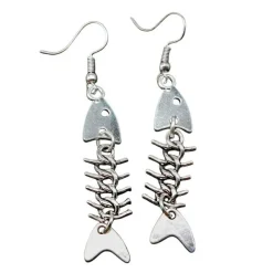 Earrings|Mens*Boogzel Clothing Fish Bone Drop Earrings Silver