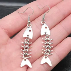 Earrings|Mens*Boogzel Clothing Fish Bone Drop Earrings Silver