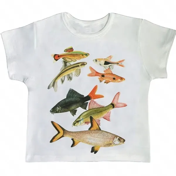 Aesthetic T-Shirts & Graphic Tees*Boogzel Clothing Fish Print Aesthetic Baby Tee