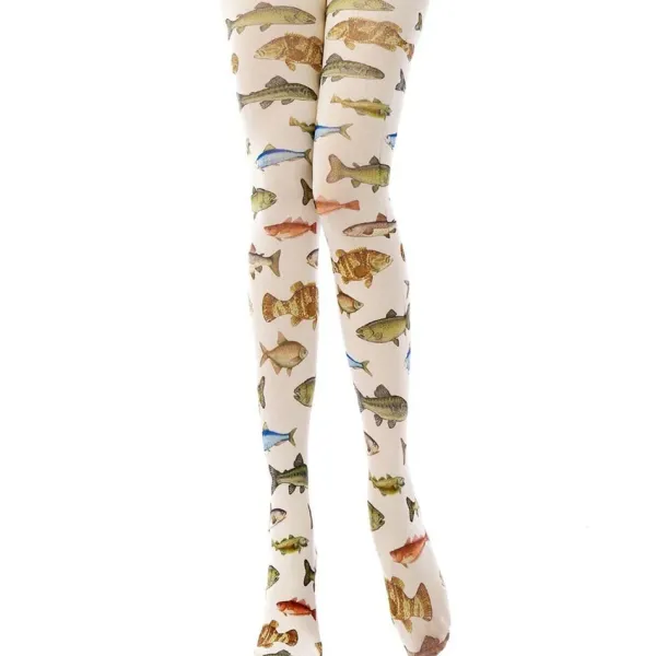 Other*Boogzel Clothing Fish Print Tights Beige