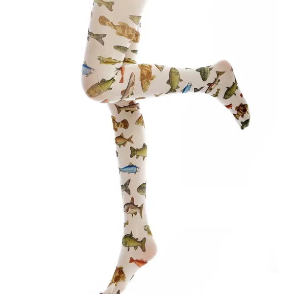 Other*Boogzel Clothing Fish Print Tights Beige