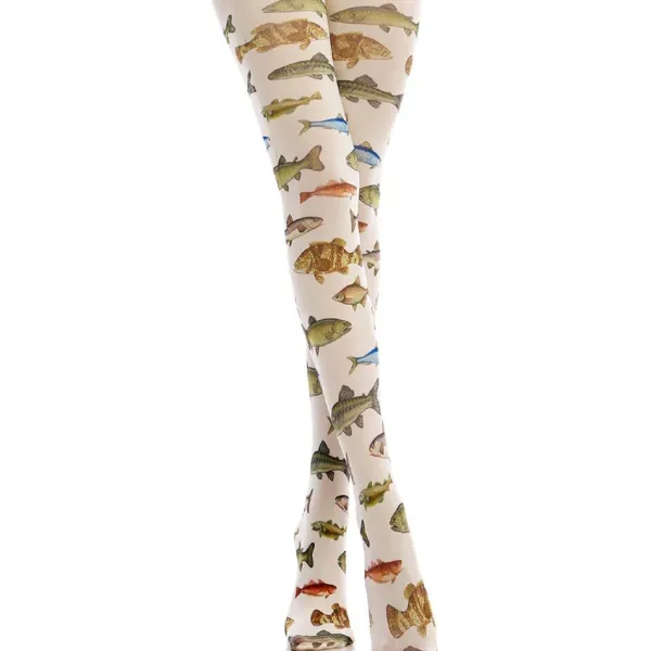 Other*Boogzel Clothing Fish Print Tights Beige