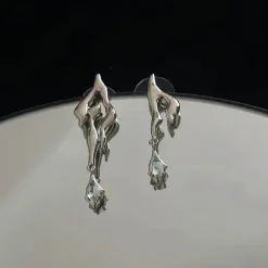 Earrings*Boogzel Clothing Flame Aesthetic Earrings Silver