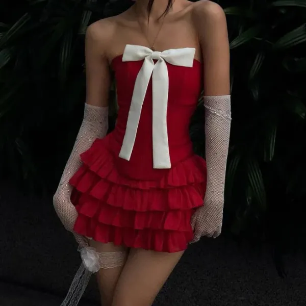 Dresses & Rompers*Boogzel Clothing Flirty Babe Bow Dress in Red
