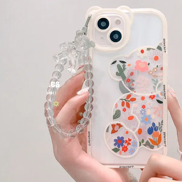 Iphone Cases*Boogzel Clothing Floral Bear Chain iPhone Case White