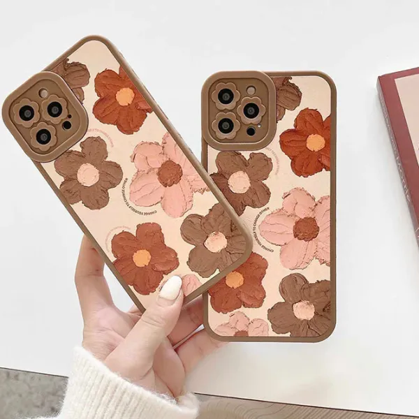 Iphone Cases*Boogzel Clothing Flowers Brown iPhone Case