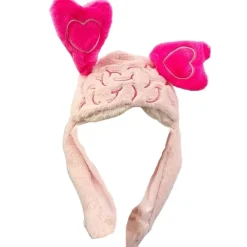 Hats*Boogzel Clothing Fluffy Brain Hat with Heart Ears Pink