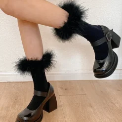 Socks*Boogzel Clothing Fluffy High Knee Socks