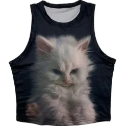 Y2K Tops|Crop Tops*Boogzel Clothing Fluffy Moody Kitten Baby Tee Black