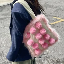 Bags & Purses*Boogzel Clothing Fluffy Pom Poms Bag in Pink