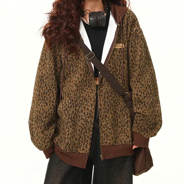Hoodies*Boogzel Clothing Found Leopard Oversized Hoodie Brown