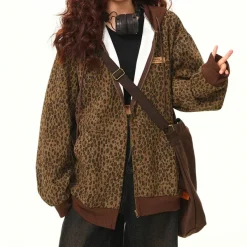 Hoodies*Boogzel Clothing Found Leopard Oversized Hoodie Brown