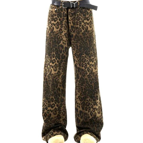 Jeans*Boogzel Clothing Found Leopard Wide-Leg Jeans Brown