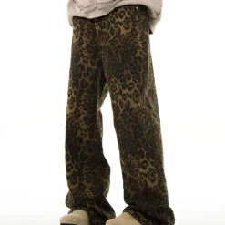 Jeans*Boogzel Clothing Found Leopard Wide-Leg Jeans Brown