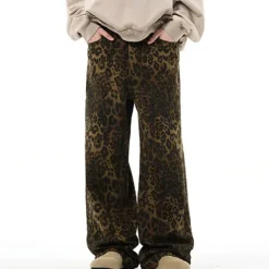 Jeans*Boogzel Clothing Found Leopard Wide-Leg Jeans Brown