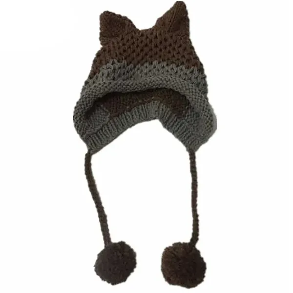 Hats*Boogzel Clothing Fox Ears Crochet Hat Brown/grey
